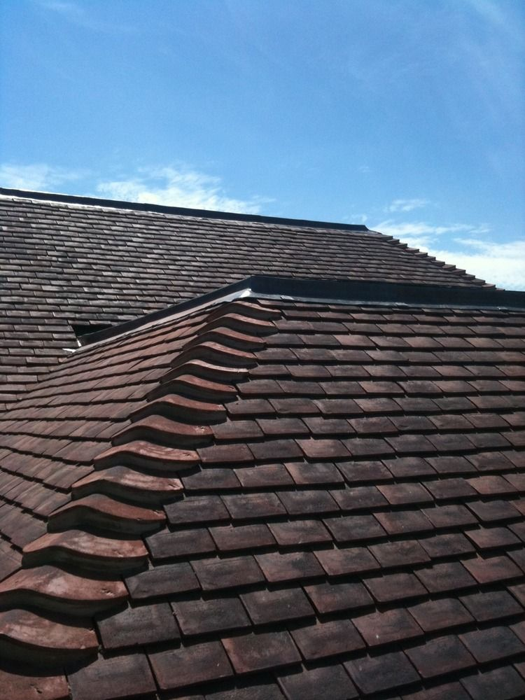 Clay tiled roof and ridge detail